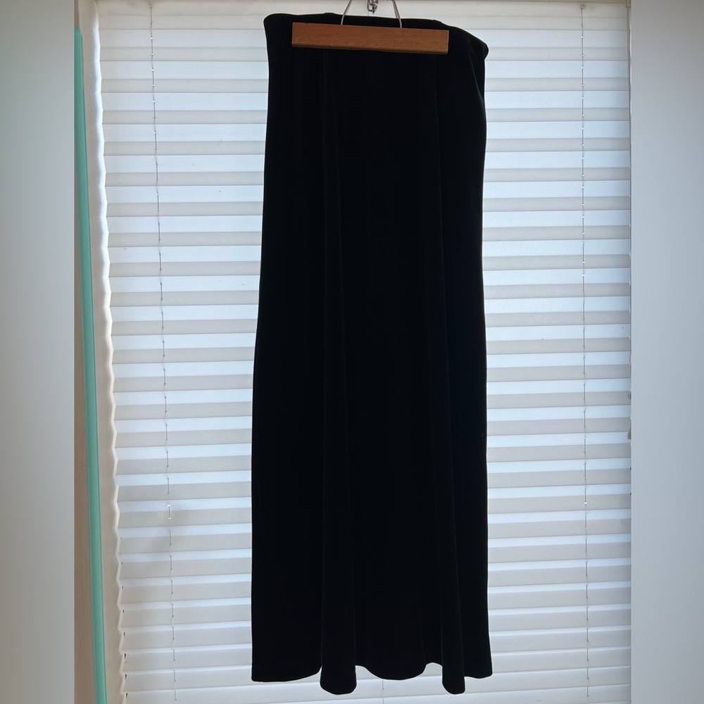 Vintage Worthington Black Velvet Skirt With Slit